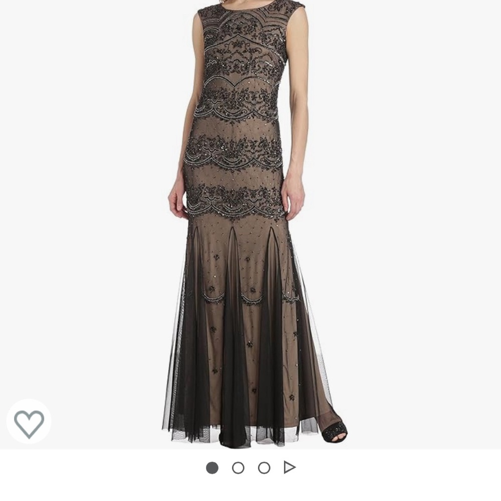 Adrianna Papell cap sleeve long beaded dress